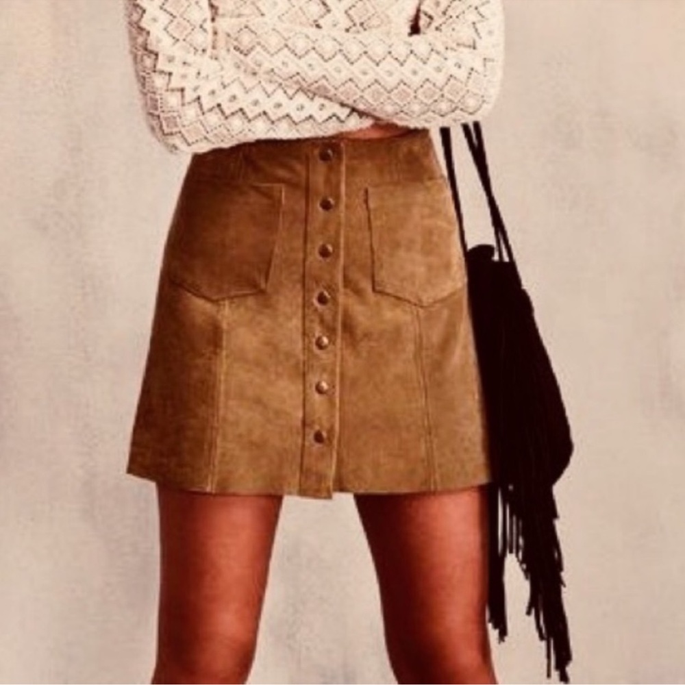 Brown Reformation Suede Miniskirt Size 8